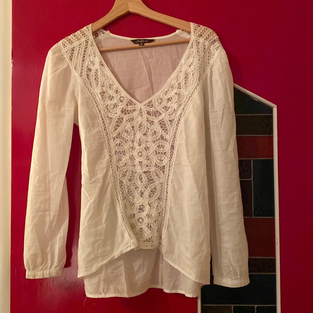White Vintage lace blouse, size Medium, Jonathan Z Femme
